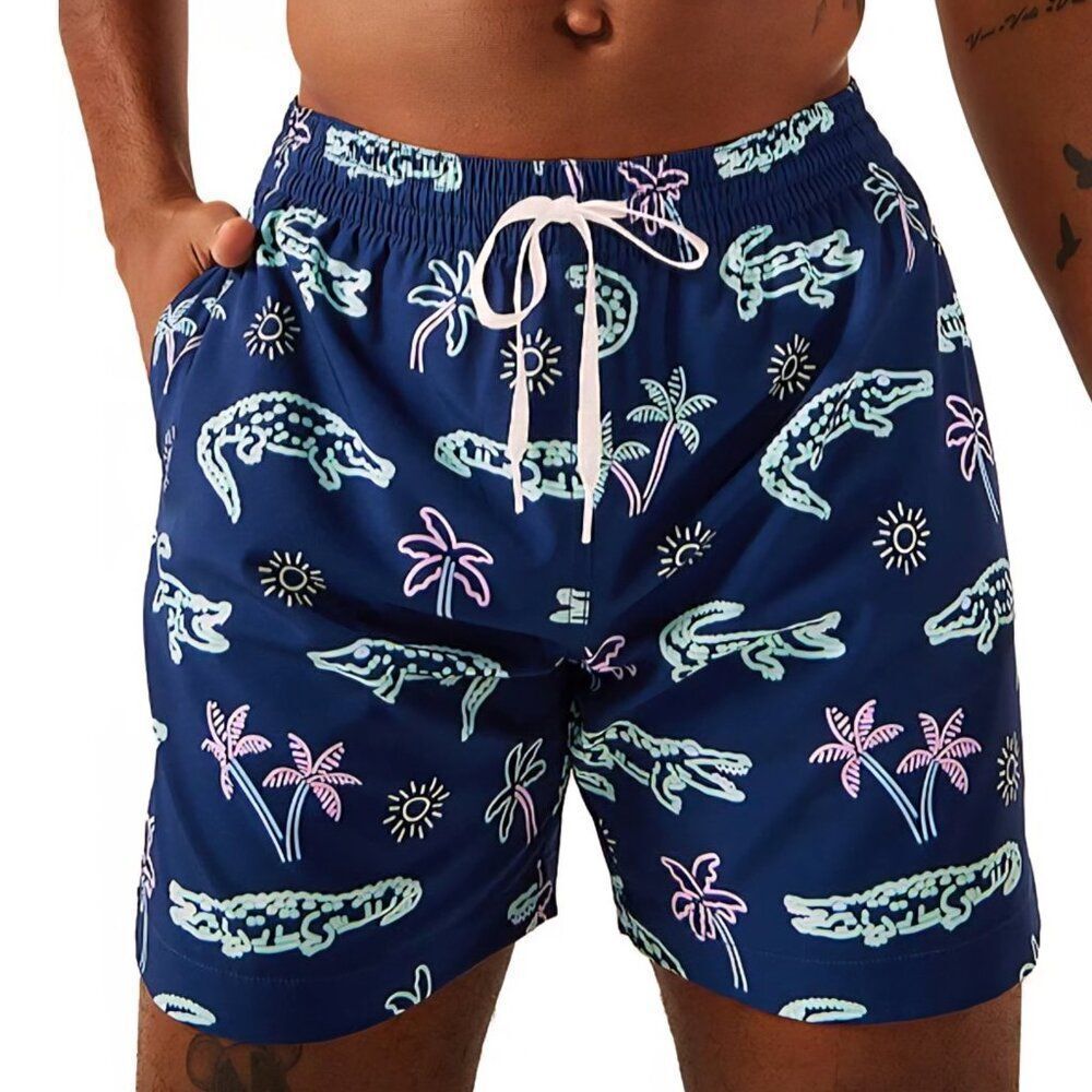 New CHUBBIES - M,‎ L The Neon Glades 7" Inseam Men's Swim Shorts Navy Alig Palms